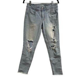 American Eagle jeans‎ crop jegging super stretch distressed size 4